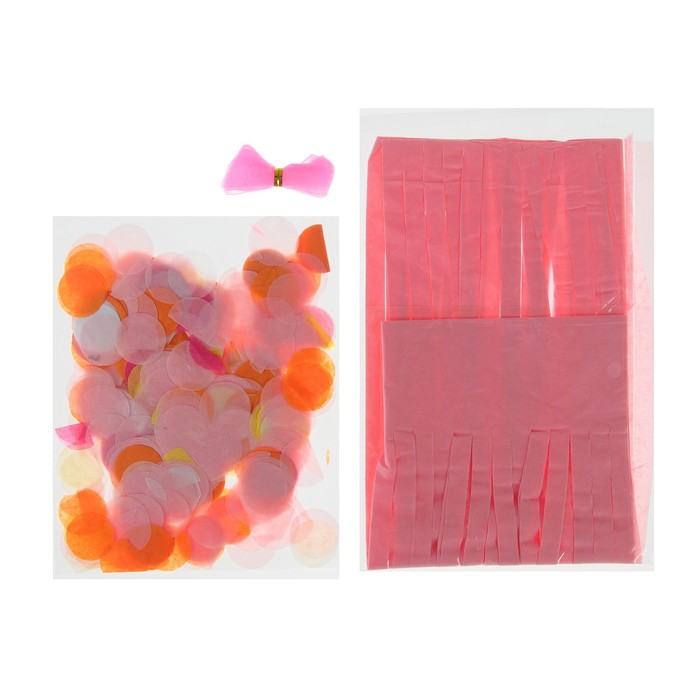 Шар полимерный 18" "Весенний с бумажным хвостиком", конфетти, цвет коралловый, 1 шт. 