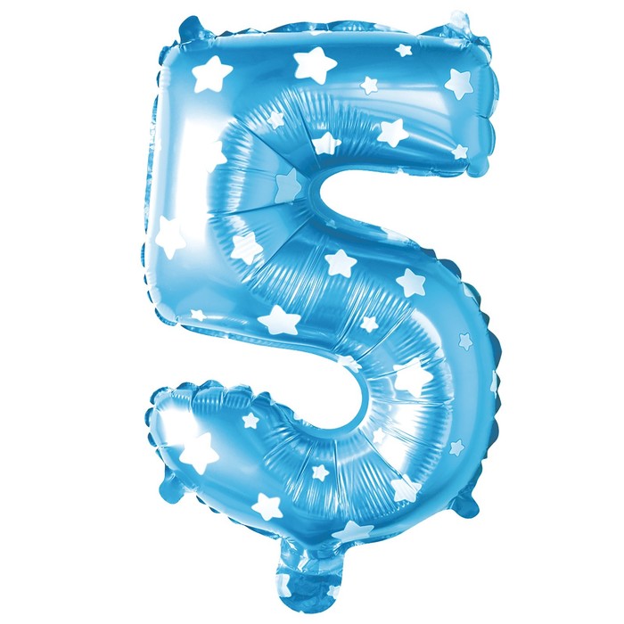 Букет из шаров "5", цифра, фольга, латекс, набор 9 шт, цвет голубой, звёзды 