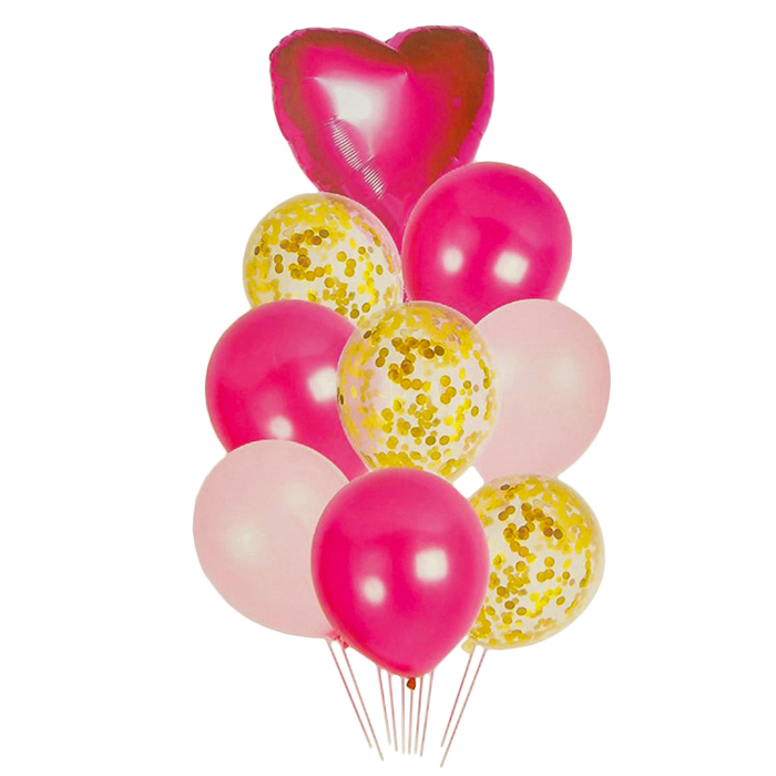 Букет из шаров "Любовь", фольга, латекс, розовый, набор 10 шт. 