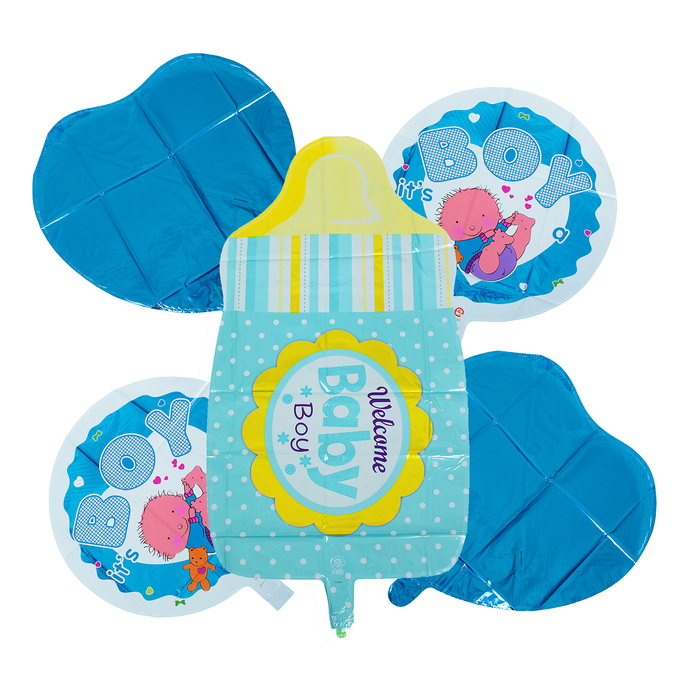 Букет из шаров "Бутылочка",  фольга, набор из 5 шт, цвет голубой 