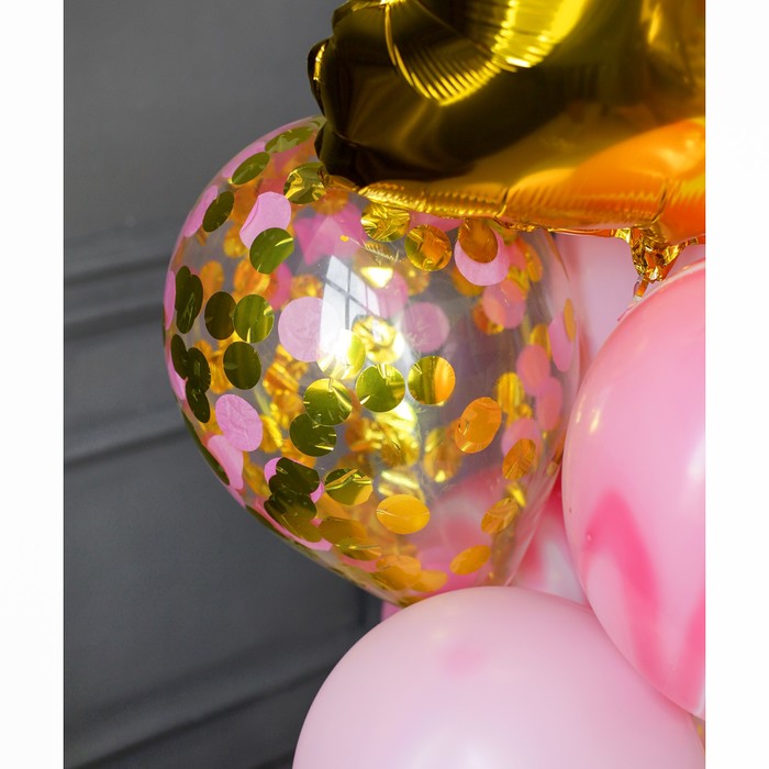 Фонтан из шаров "1 годик", для девочки, латекс, фольга, 10 шт. 