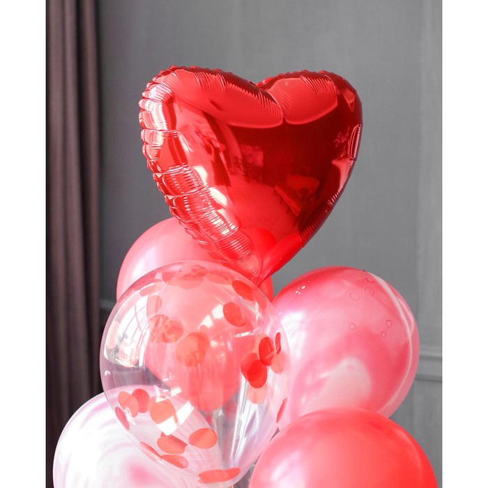 Фонтан из шаров "Большая любовь", с конфетти, латекс, фольга, 10 шт. 