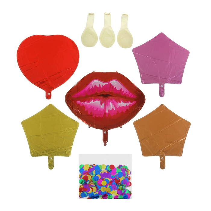 Букет из шаров "Поцелуй", фольга, латекс, набор из 9 шт. 