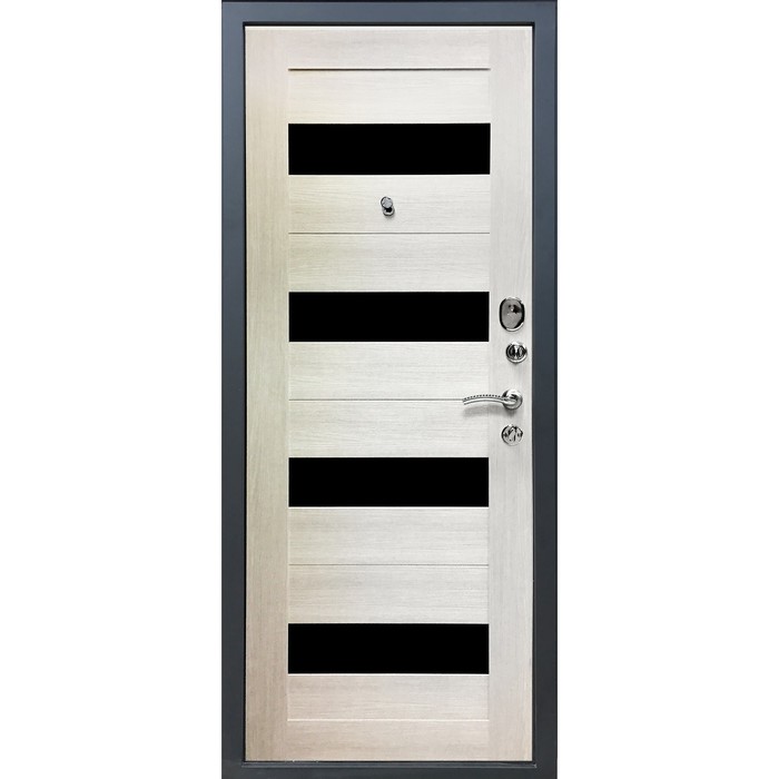 Дверь входная «Хит 15», 2050 × 960 мм, левая, цвет капучино / чёрный муар / стекло 
