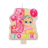 Свеча в торт для девочки "1 годик" 