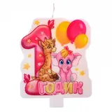 Свеча в торт "1 годик" для девочки 