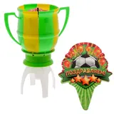 Свеча музыкальная в торт футбольный кубок "Поздравляем" 