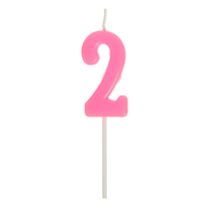 Свеча в торт цифра 2, розовый 