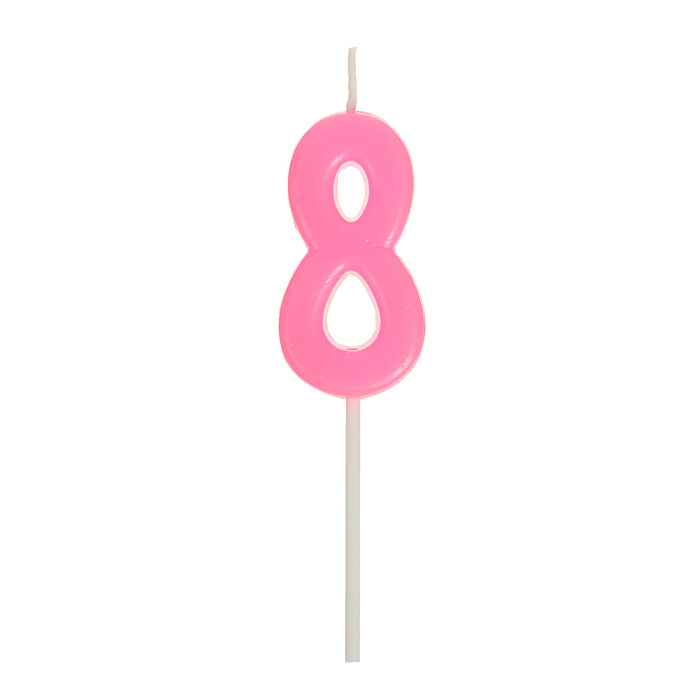 Свеча в торт цифра 8, розовый 