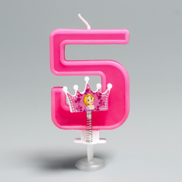 Свеча в торт цифра Дисней "5", Принцессы 