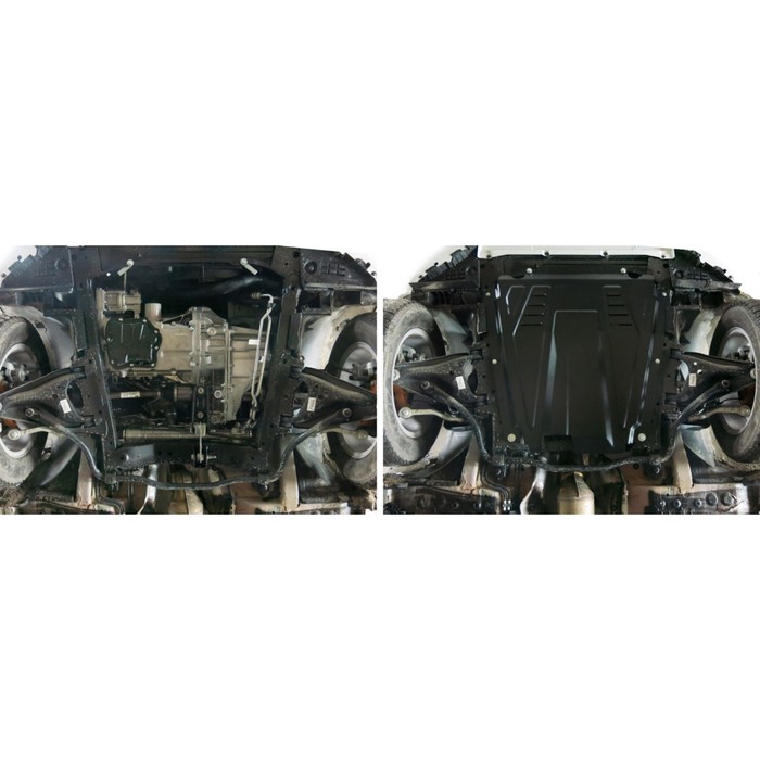 Защита картера и КПП АвтоБРОНЯ для Renault Sandero (V - 1.4; 1.6) 2005-2014 2014-н.в., сталь 2 мм, с крепежом, 111.06027.1 