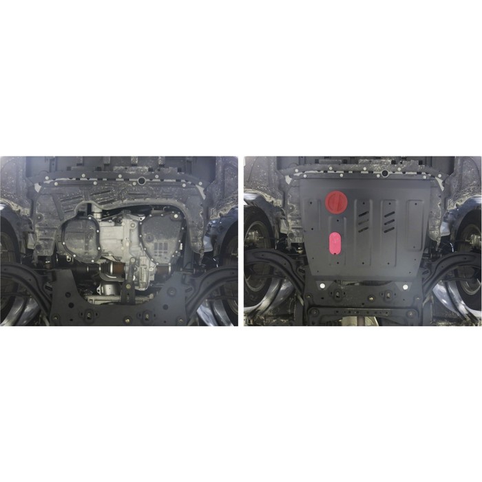 Защита картера и КПП АвтоБРОНЯ для Nissan Tiida (V - 1.6) АКПП 2015-2016, сталь 2 мм, с крепежом, 111.04151.1 
