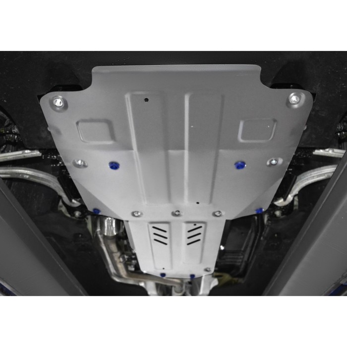 Защита картера, КПП и РК Rival для Genesis G70 (V - 2.0T) 4WD 2018-н.в./Kia Stinger (V - 2.0T; 3.3T) 4WD 2018-н.в., алюминий 4 мм, с крепежом, K333.2841.1 