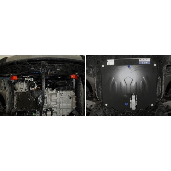 Защита картера и КПП Rival для Hyundai Santa Fe Premium III рестайлинг (V - 2.2d; 2.4) 2015-2016, сталь 2 мм, с крепежом, 111.2341.1 