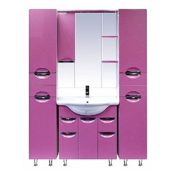 Зеркало Misty "Жасмин 75", левое, розовая плёнка, с подсветкой 