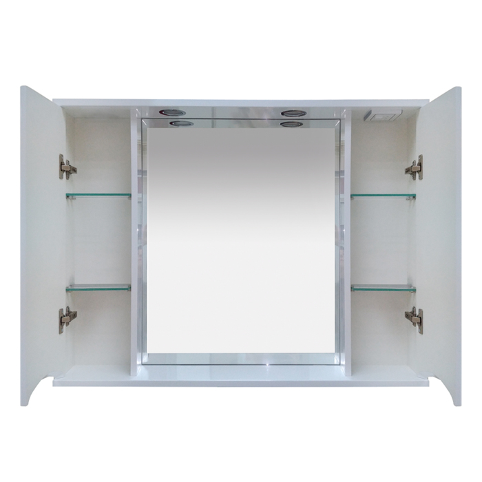Шкаф-зеркало Элвис -105 (свет) белая эмаль 