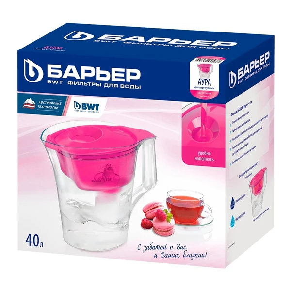 Фильтр-кувшин для воды Барьер Аура 4 л спелая малина - фото 4