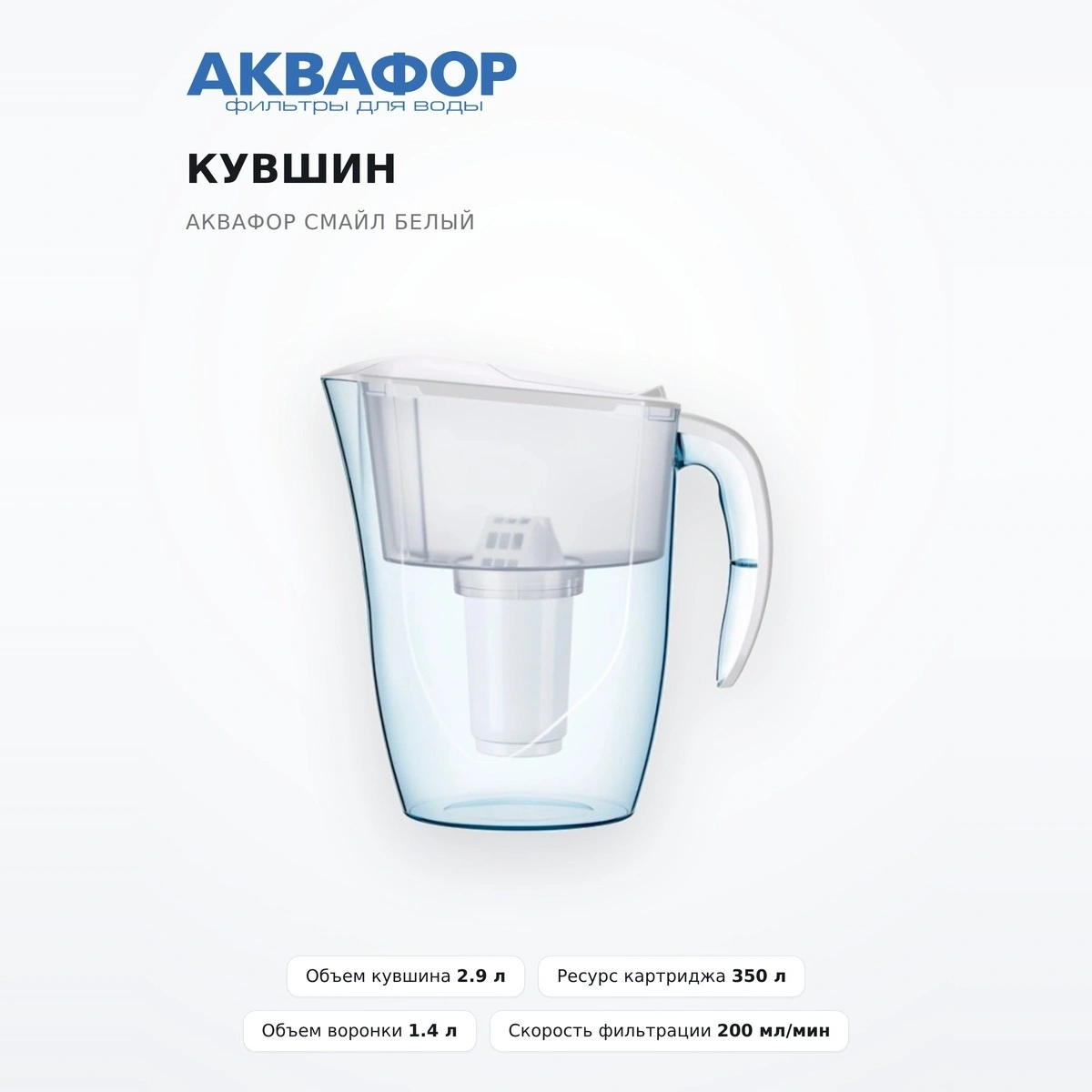 Кувшин Аквафор Смайл Белый - фото 2