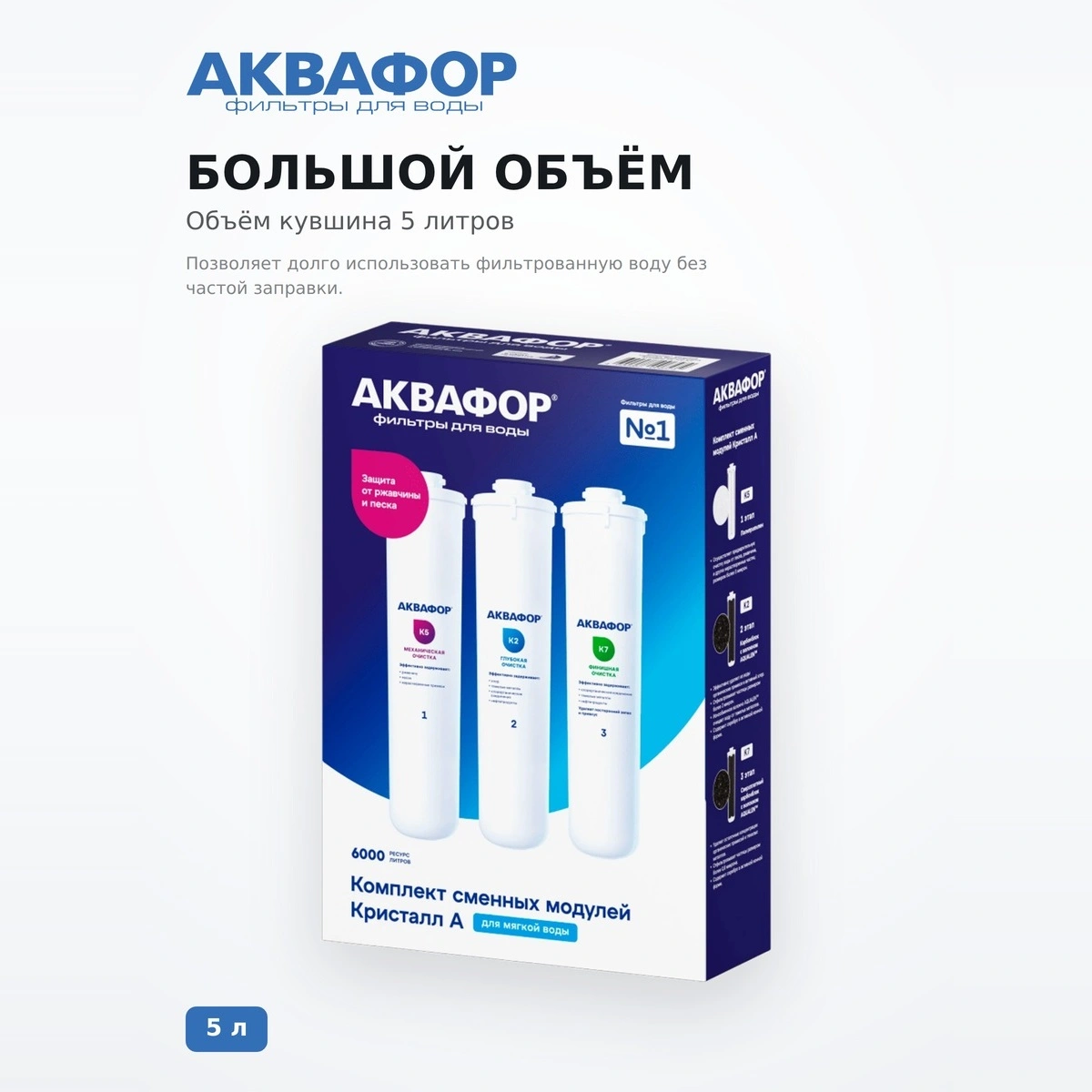 Комплект сменных модулей Аквафор DWM-101S Морион (К5-К2-КО-50S-К7М) - фото 3