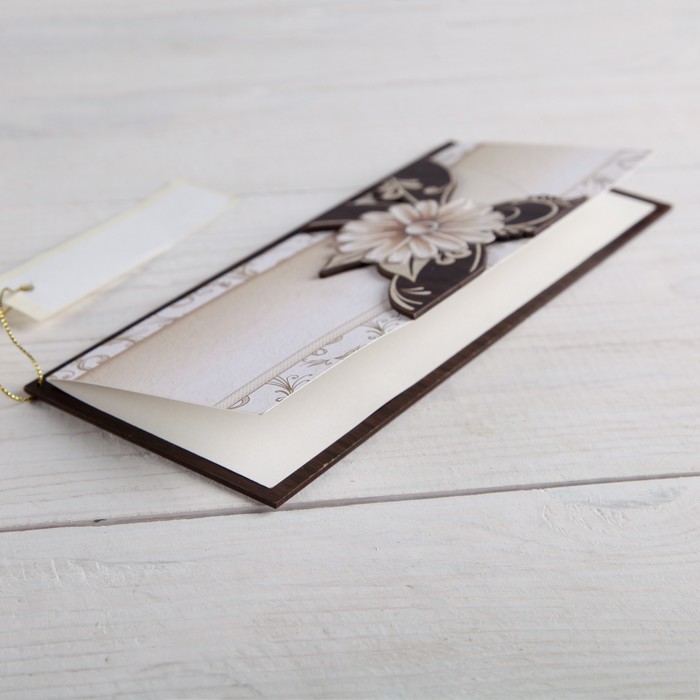 Деревянная открытка-приглашение "Универсальная" конгрев, накладной элемент, цветок 