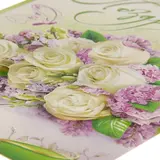 Открытка "Поздравляем!" глиттер, накладной элемент, белые розы, сирень, А4  - фото 2