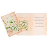 Открытка "С Днём Свадьбы!" глиттер, накладной элемент, белые цветы, кольца, А4 