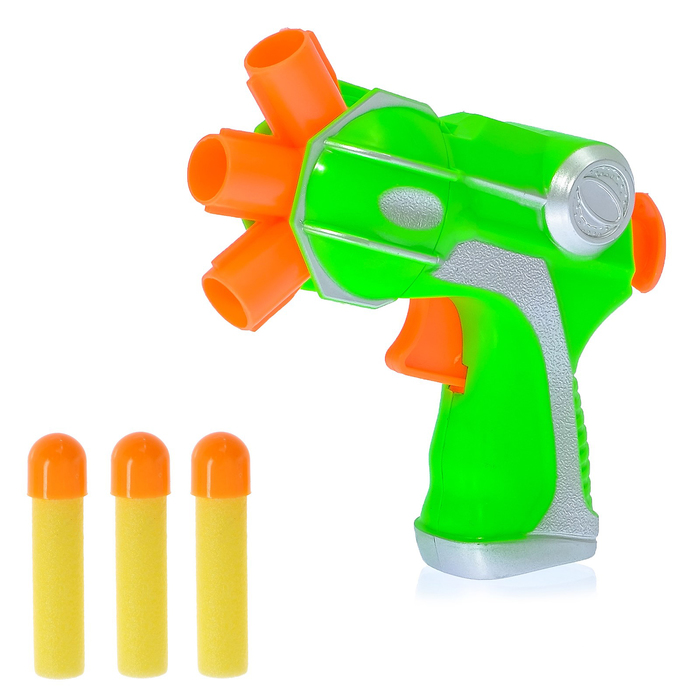 Пистолет «Тройной заряд», стреляет мягкими пулями, цвета МИКС 