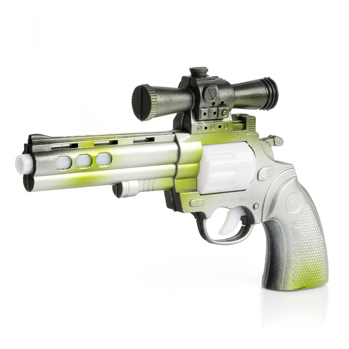 Пистолет «Револьвер», световые и звуковые эффекты, работает от батареек, цвета МИКС 