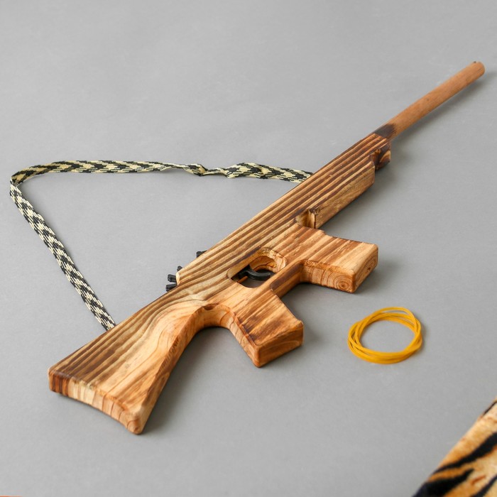 Игрушка деревянная стреляет резинками "Автомат" 2х27х12 см 