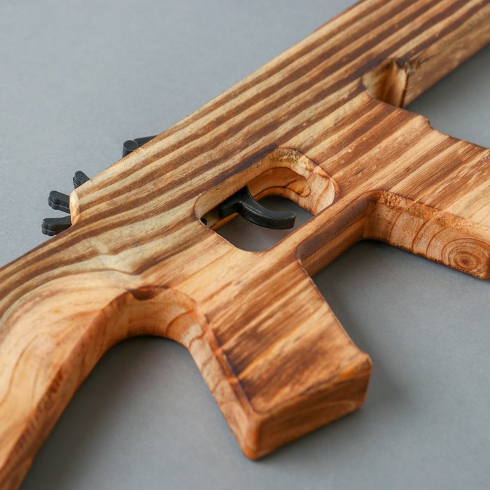 Игрушка деревянная стреляет резинками "Автомат" 2х27х12 см 