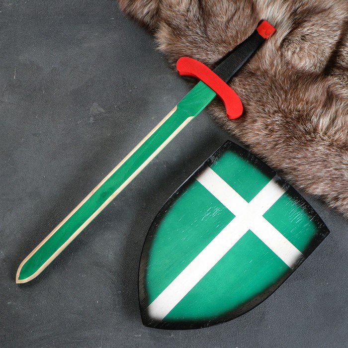 Сувенир деревянный "Набор рыцаря", щит- 28х41 см, меч- 75х17 см 