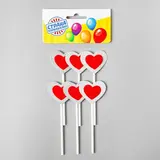 Топпер "Сердце" красное в серебряном, (набор 6 штук)  - фото 2