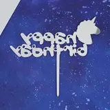 Топпер " Туған күніңмен " жалғыз мүйізді. Түсі күміс  - фото 2