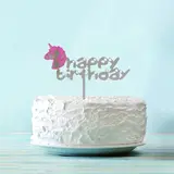 Топпер " Туған күніңмен " жалғыз мүйізді. Түсі күміс  - фото 3