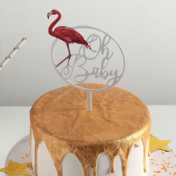 Топпер тортқа арналған "Мерекелік фламинго", 16,5×9,5 см 