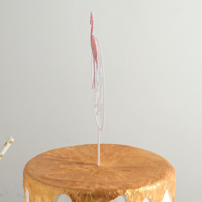 Топпер на торт "Праздничный фламинго", 16,5×9,5 