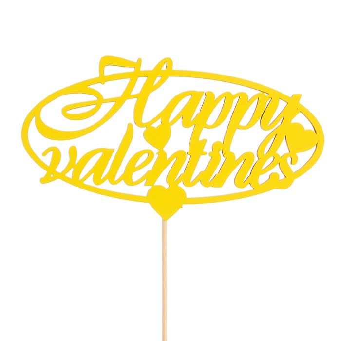 Топпер «Happy valentines», жёлтый, 12,5х6,5 