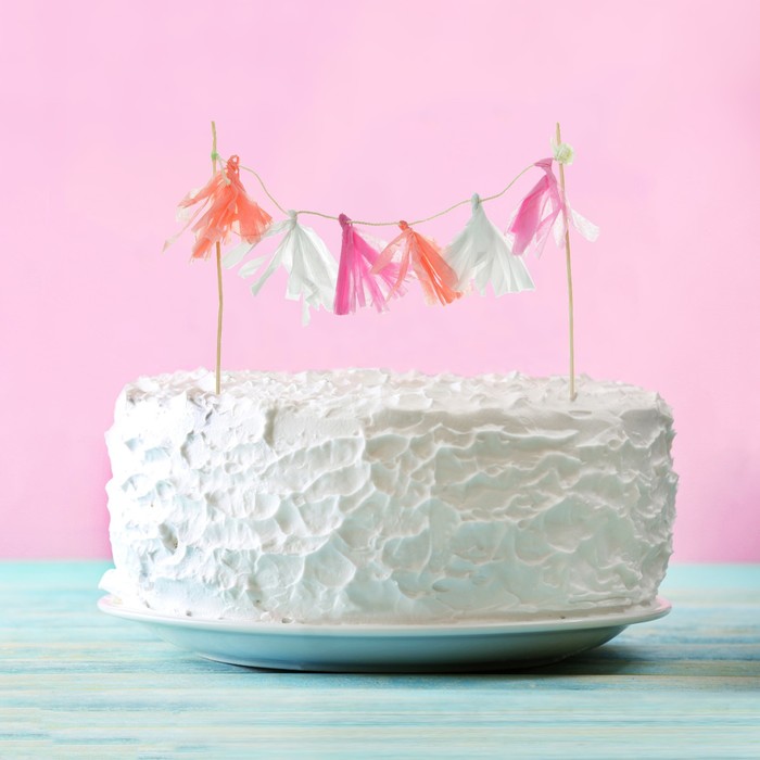 Украшения для торта "Нежность" тассел роз+фуксия+белый 
