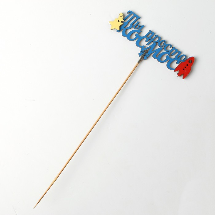 Топпер-магнит шпажка с зажимом "Ты просто космос", в упаковке, синий, 15×7 