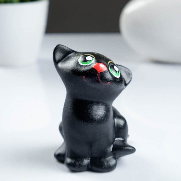 Фигура "Котик Мурзик" 9 см, чёрный 