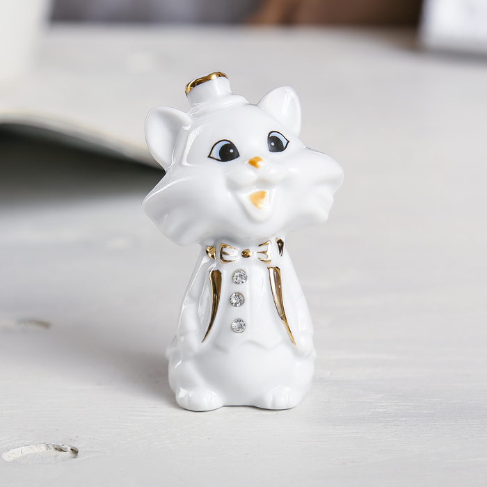 Сувенир "Белый котик в цилиндре" стразы 8х5х4 см 