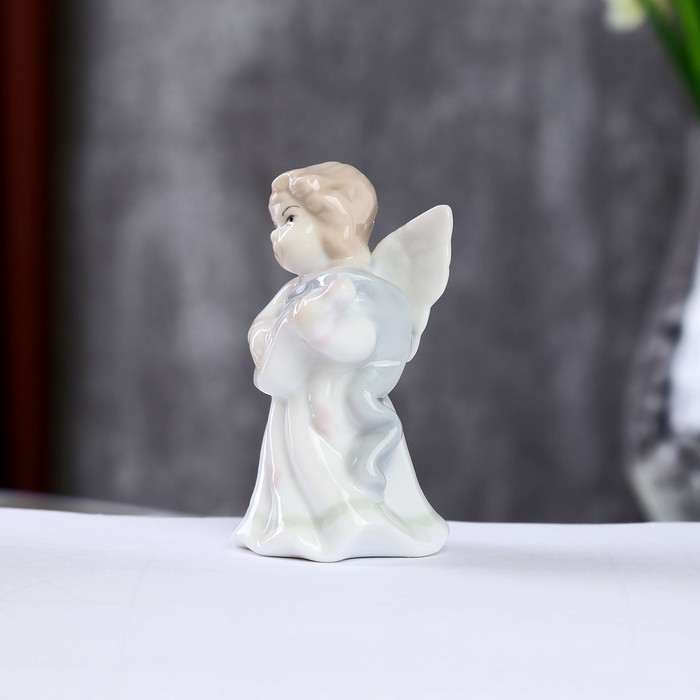 Сувенир керамика "Ангел с лютней" цветной 8х4х4,5 см 