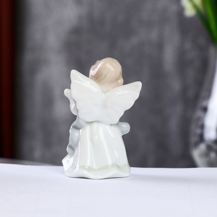 Сувенир керамика "Ангел с лютней" цветной 8х4х4,5 см 