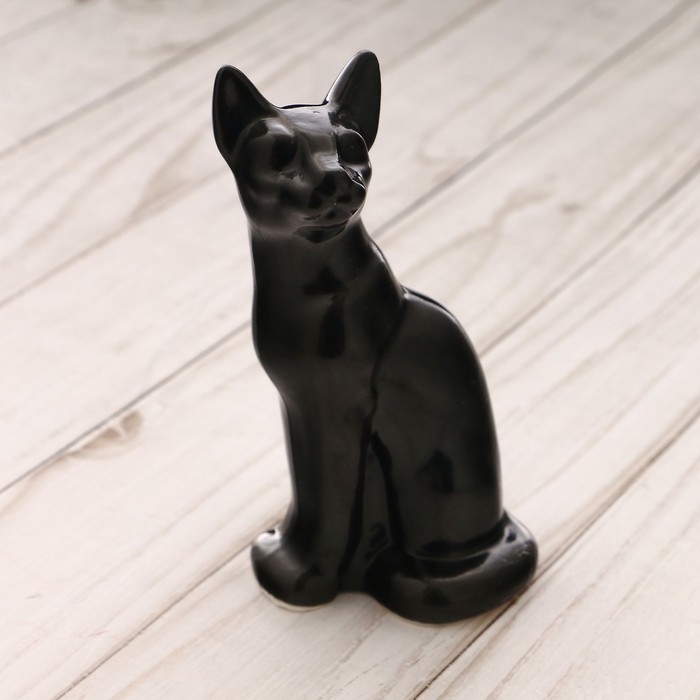 Статуэтка фарфоровая «Кошка Тайка», чёрная, 10см 