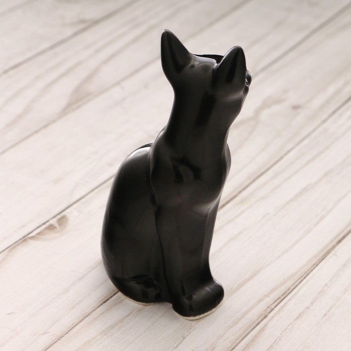 Статуэтка фарфоровая «Кошка Тайка», чёрная, 10см 