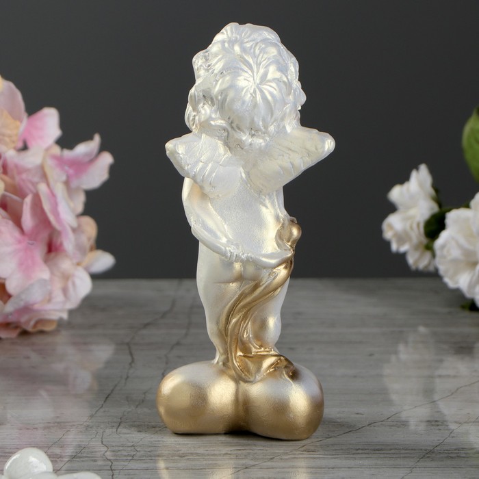 Статуэтка "Воздушный поцелуй" перламутровая, с золотом, 5,5х5,5х14 см 