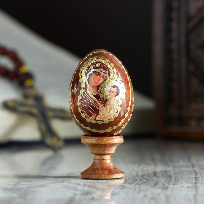 Яйцо сувенирное "Богоматерь Тихвинская", на подставке 