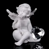 Сувенир "Белоснежный ангел обнимающий хрустальное сердце" 