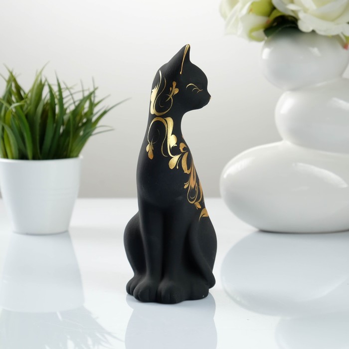 Фигура "Кошка ушастая" 7 × 8 × 19 см 088 черная 
