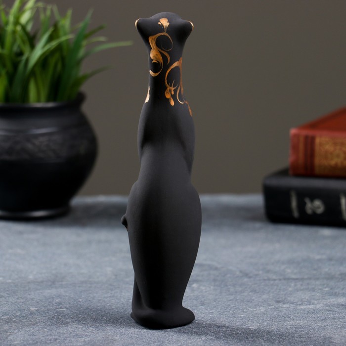 Фигура "Кошка Багира" прямая роспись 23см черный 6 × 6 × 21 см 009 